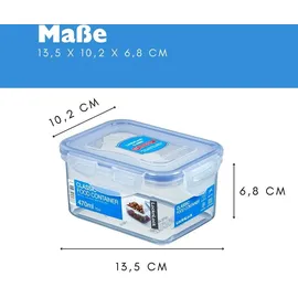 Lock & Lock Lock&Lock Frischhaltedose 470 ml 13,7x10,4x7cm - Lock HPL807 Frischhaltebox, rechteckig, - Transparent