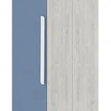 Kleiderschrank Bo0 mit Kleiderstange, länglichem Griff und 2 Einlegeböden - Kiefer/blau - Grau
