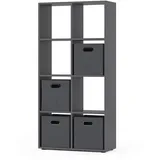 Vicco Raumteiler Scutum, 72 x 143 cm mit 4 Faltboxen, Grau, Grau,