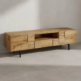 KADIMA DESIGN Lowboard Eiche-Dekor, Kachelmuster, Modern und Stilvoll, Spielekonsolen/DVDs