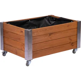 Dobar Hochbeet Rollfi mit Rollen 78 cm x 52 cm x 40,5 cm Braun