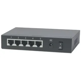 Intellinet Network Solutions INTELLINET 5-Port Switch Power over Ethernet - Gigabit PoE+ Injektor 240V, Passthrough, PoE+ Adapter mit 200m Reichweite, lüfterfrei & leise - Schwarz