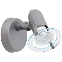 Wandlampe Wandleuchte grau rund  Wohnzimmerleuchte mit beweglichem Spot, Kunststoff, 1x E14 Fassung