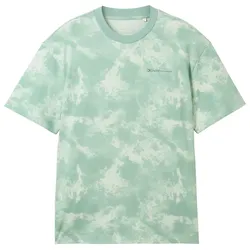 TOM TAILOR DENIM Herren T-Shirt mit Allover Print, grün, Allover Print, Gr. XL