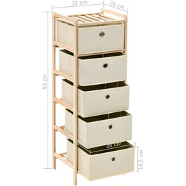 vidaXL Korb-Kommoden 2 Stk. mit 5 Stoffkörben Zedernholz Beige