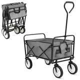 MAMIZO Bollerwagen Faltbar Handwagen Gartenwagen Strandwagen, Transportwagen, 2 Netztaschen, Belastung 80kg, Klappbar, Outdoor, Strand, Camping, Einkaufen (Grau.)