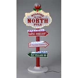 ECD Germany LED Weihnachtsdeko Wegweiser 95 cm 59 LEDs Nordpol Schild