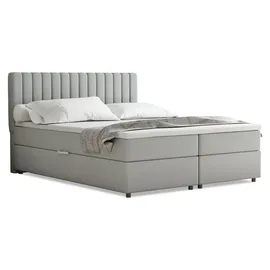 panda möbel Boxspringbett 160x200 EVEREST, mit Topper, mit Bettkästen, Doppelbett, Hellgrau - Hellgrau