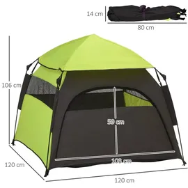 PawHut Haustierzelt Hundezelt 120 cm x 106 cm x 120 cm Grün/Dunkelgrau