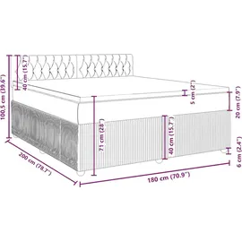 vidaXL Boxspringbett 180 x 200 cm Hellgrau