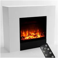 GLOW FIRE Elektrokamin METIS LED Kamin mit Heizung, Standkamin, Elektrischer Kamin mit 3-fach Farbwechsler und Knisterfunktion weiß