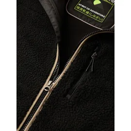Superdry Fleecejacke Beige / Schwarz XL