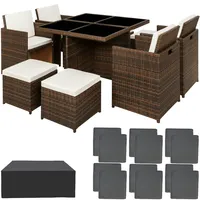 tectake Aluminium Rattan Sitzgruppe Manhattan 4+4+1 mit Schutzhülle  1