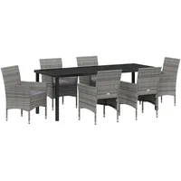 VidaXL 7-teiliges Garten-Esszimmer-Set Grau Poly Rattan