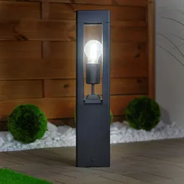 Lumiled Außenleuchte Pollerleuchte Außenstehleuchte Stehlampe Wegeleuchte Wegelampe 50 cm IP44 Schwarz rechteckig Aluminium E27 max 13W
