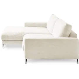 KAWOLA Ecksofa Cara Cord Recamiere links cremeweiß