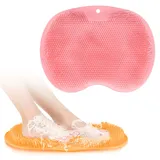 2 Stk Fußwaschmatte Fußbürste, Fußwäscher Duschfußmatte mit Saugnapf, Dusch Fußmassagegerät Scrubber Fußbad, Duschfußreiniger Massagepad Fussmassagematte für Dusche, Durchblutung