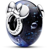 PANDORA Disney Micky Maus & Minnie Maus Blaues Murano-Glas-Charm aus Sterling Silber, Zirkonia, Kompatibel Moments, 792958C01