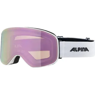 Alpina SLOPE Q-LITE - verspiegelte, kontrastverstärkende OTG Skibrille mit 100% UV-Schutz für Erwachsene - white matt, one size
