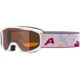 Alpina PINEY - Beschlagfreie, Extrem Robuste & Bruchsichere Skibrille Mit 100% UV-Schutz Für Kinder, white-flower matt, One Size