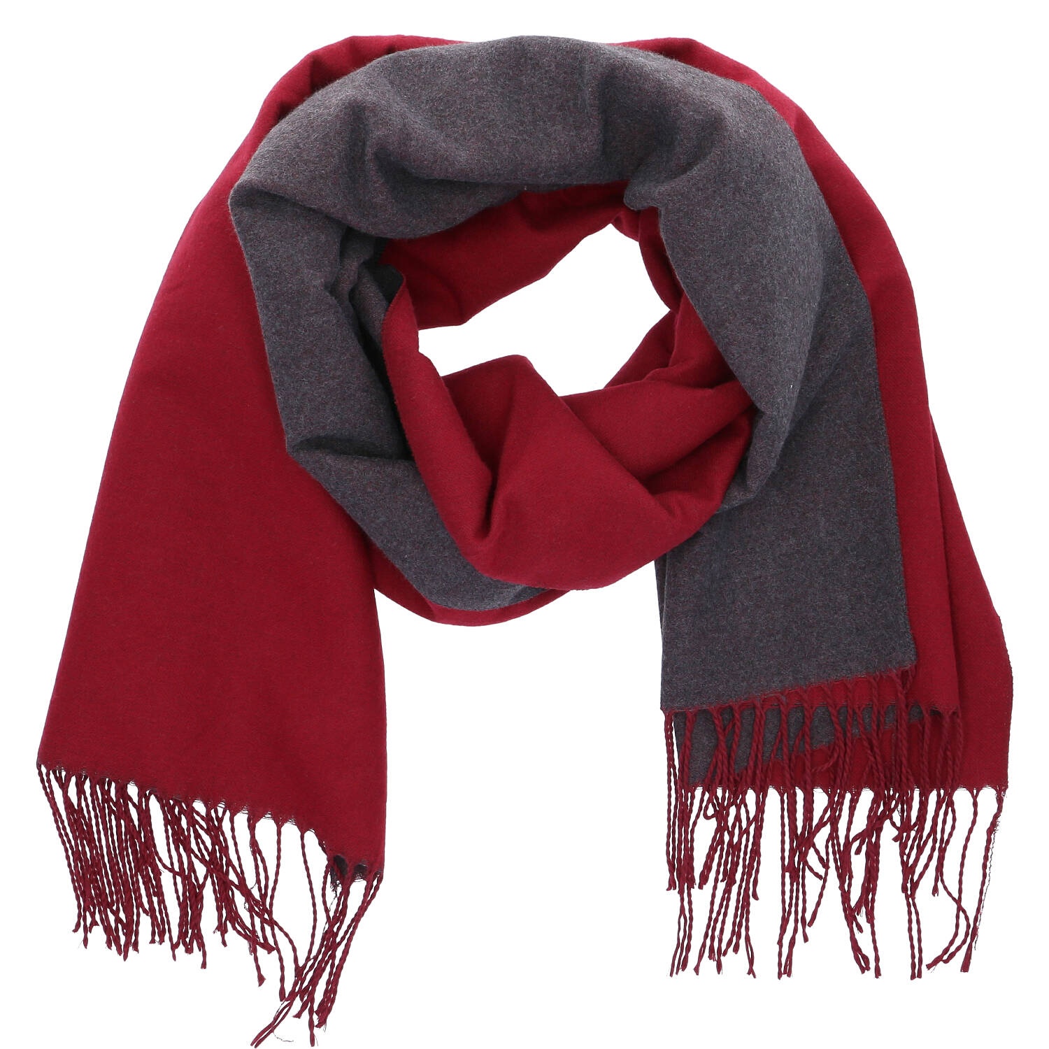 Antonio Damen Schal soft Cashmera double face bordeaux/grau