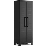 KETER Detroit Besenschrank, Utility Kunststoffschrank, Schwarz, Kunststoff, 4 Fächer, 65x182x45 cm - Flexibler, Pflegeleichter & Nachhaltiger Universalschrank