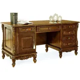Casa Padrino Luxus Barock Schreibtisch Dunkelbraun - Prunkvoller Massivholz Bürotisch - Luxus Büro Möbel im Barockstil - Barock Möbel - Barock ...