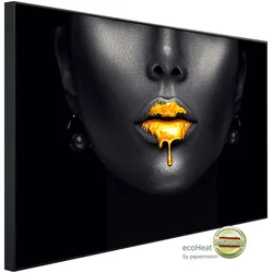 PAPERMOON Infrarotheizung "Abstraktes goldenes Make up", bunt (kunstmotiv im aluminiumrahmen), B/H/T: 120cm x 90cm x 3cm, 1200 W, Heizkörper, sehr angenehme Strahlungswärme