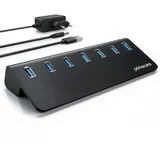Primewire USB 3.2 Gen2 Hub, 7 Port Aktiver Verteiler mit Netzteil, 10 Gbit/s