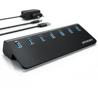 Primewire USB 3.2 Gen2 Hub, 7 Port Aktiver Verteiler mit Netzteil, 10 Gbit/s
