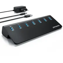 Primewire USB 3.2 Gen2 Hub, 7 Port Aktiver Verteiler mit Netzteil, 10 Gbit/s