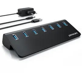 Primewire USB 3.2 Gen2 Hub, 7 Port Aktiver Verteiler mit Netzteil, 10 Gbit/s