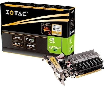 ZOTAC GeForce GT 730 Zone Edition 4GB DDR3 Grafikkarte LP DVI/HDMI/VGA