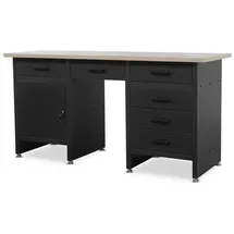 Jan Nowak Werkbank mit Arbeitsplatte Werktisch mit 6 Schubladen Schließfach Verstellbare Füße Mdf-arbeitsplatte Belastbar bis 500 kg Metall 170 cm x 60 cm x 85 cm Schwarz