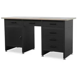 Jan Nowak Werkbank mit Arbeitsplatte Werktisch mit 6 Schubladen Schließfach Verstellbare Füße Mdf-arbeitsplatte Belastbar bis 500 kg Metall 170 cm x 60 cm x 85 cm Schwarz