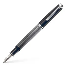 Pelikan Souverän M405 Stresemann Kolbenfüller schwarz/anthrazit/silber B (breit)
