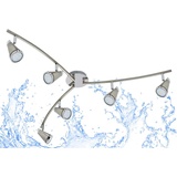 Trango 6-flammig IP44 LED Badleuchte 1009-62 Bad Deckenleuchte in matt-nickel I Flurlampe WC Lampe Deckenlampe I Deckenstrahler I Spots drehbare & schwenkbar incl. 6x 5 W LED Leuchtmittel