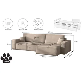 kaiser möbel Eckcouch Stoff 5-Sitzer Beige