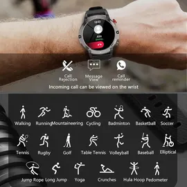 findtime Smartwatch Herren mit Blutdruckmessung Gesundheitsuhr Pulsuhr Wasserdicht IOS Android