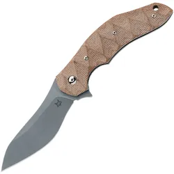 Fox Knives FLIPPER: folding knife, N690Co stainless steel beadblasted+stonewashed blade, natural mic
