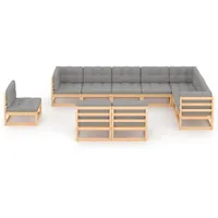 vidaXL Garten-Lounge-Set 10-tlg. natur/grau 3076844