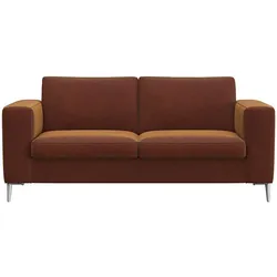 2-Sitzer FLEXLUX "Fiore, super Sitzkomfort durch Kaltschaum im Sitz", braun (cognac), B:164cm H:85cm T:92cm, 100% Polyester, Sofas, breite Armlehnen, Füße Alu