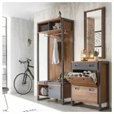 Lomadox Garderoben-Set DALLAS-61, (Spar-Set), Stirling Oak Nb. mit Matera Anthrazit 175x202x40-45cm braun|grau