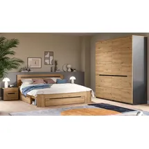 inn.furn Schlafzimmer Komplett Set Kleiderschrank, mit Doppelbett, 2x Nachttisch