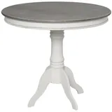 Rimini Massivholz Esstisch Ø 90 cm Paulownia Weiß / Dunkelbraun - Braun