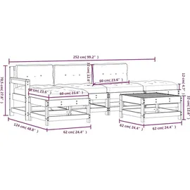 vidaXL Garten-Lounge-Set 6-tlg. grau Massivholz