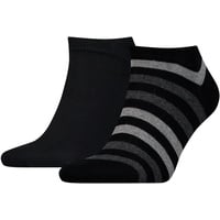 2er Pack TOMMY HILFIGER Duo Stripe Sneakersocken Herren 200 - black 43-46