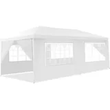Goplus 3 x 9 m Partyzelt, Pavillon Zelt mit Fenstern, Festzelt mit Metall - Konstruktion, aus PE- Plane, mit Abnehmbare Seitenwänden, für Feste Party Hochzeit,