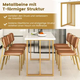 Costway Esszimmertisch 160 x 76 x 60 cm Weiß/Gold