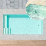 Styroporpool, 600 x 400 x 150 cm, Komplettset mit Treppe links und Sitzbank, Folie 0,90 mm, sand